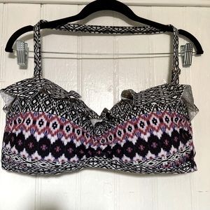 Bikini Set—Swimsuits for All, sz16 ruffled halter, side tie bottoms.